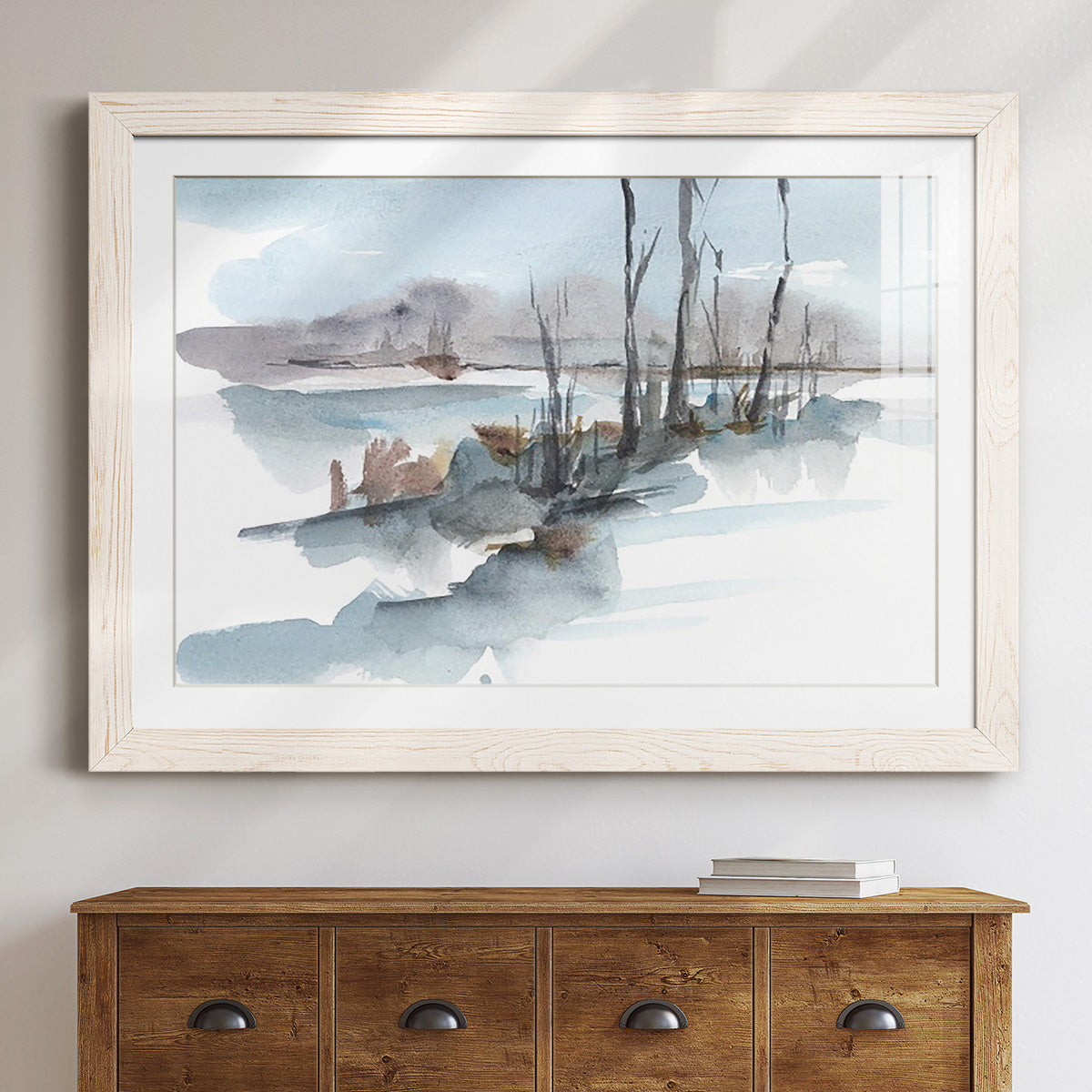 Winter Stream Watercolor I - Barnwood Framed Art Print
