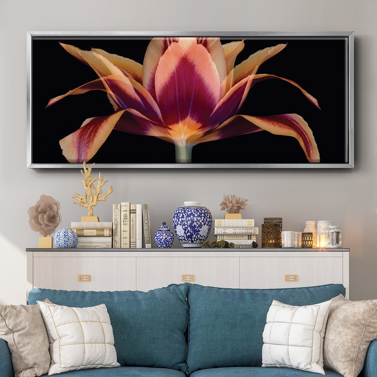 Red Tulip - Floater Framed Canvas Print