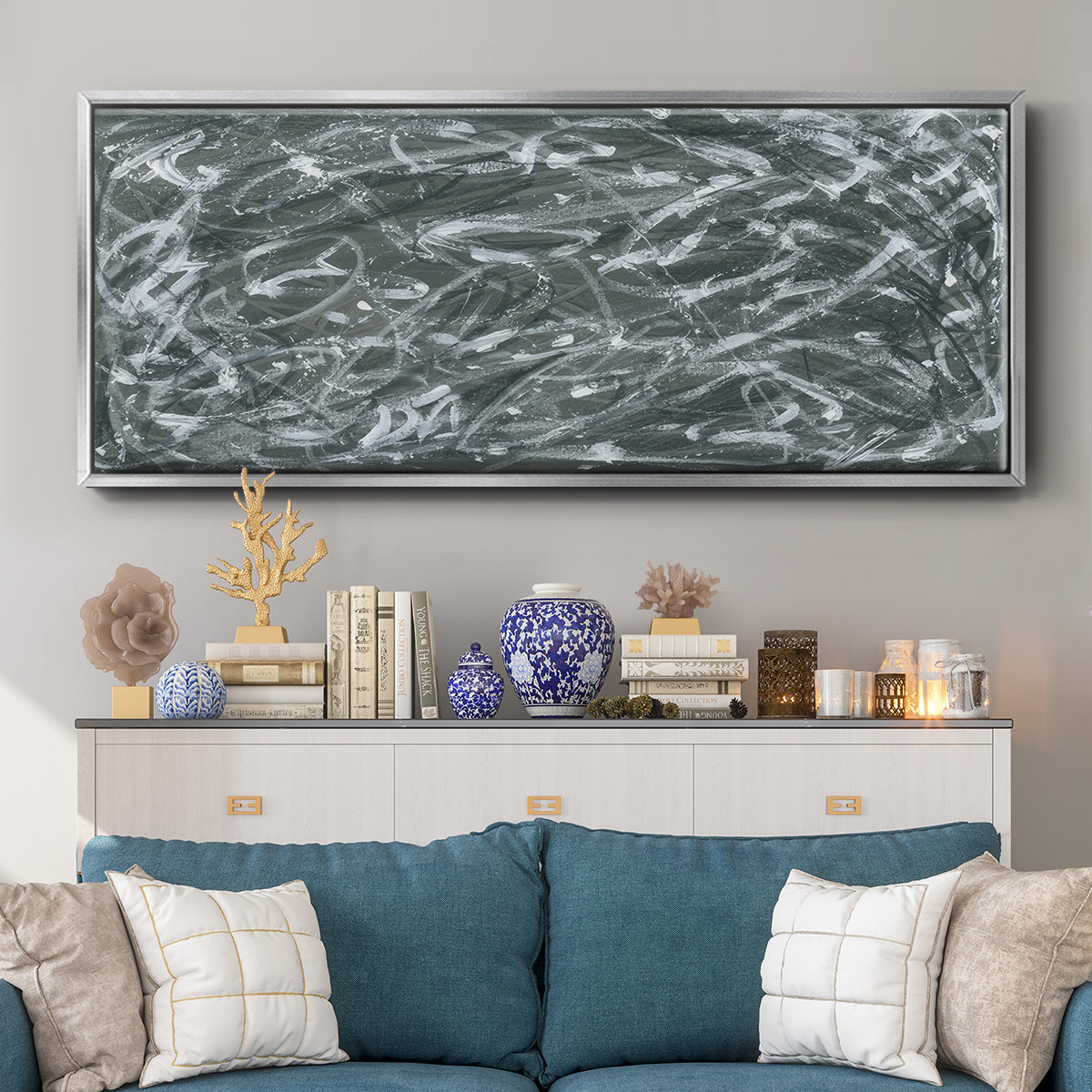 Static Scramble I  - Floater Framed Canvas Print