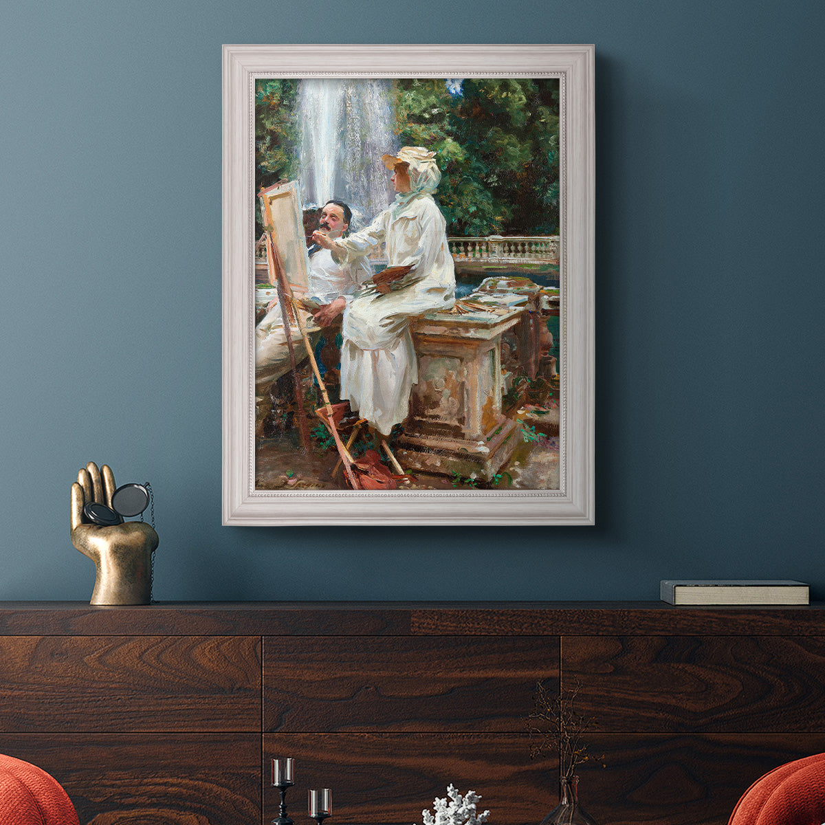 The Fountain Villa Torlonia, Frascati, Italy - Ornate Framed Canvas Print