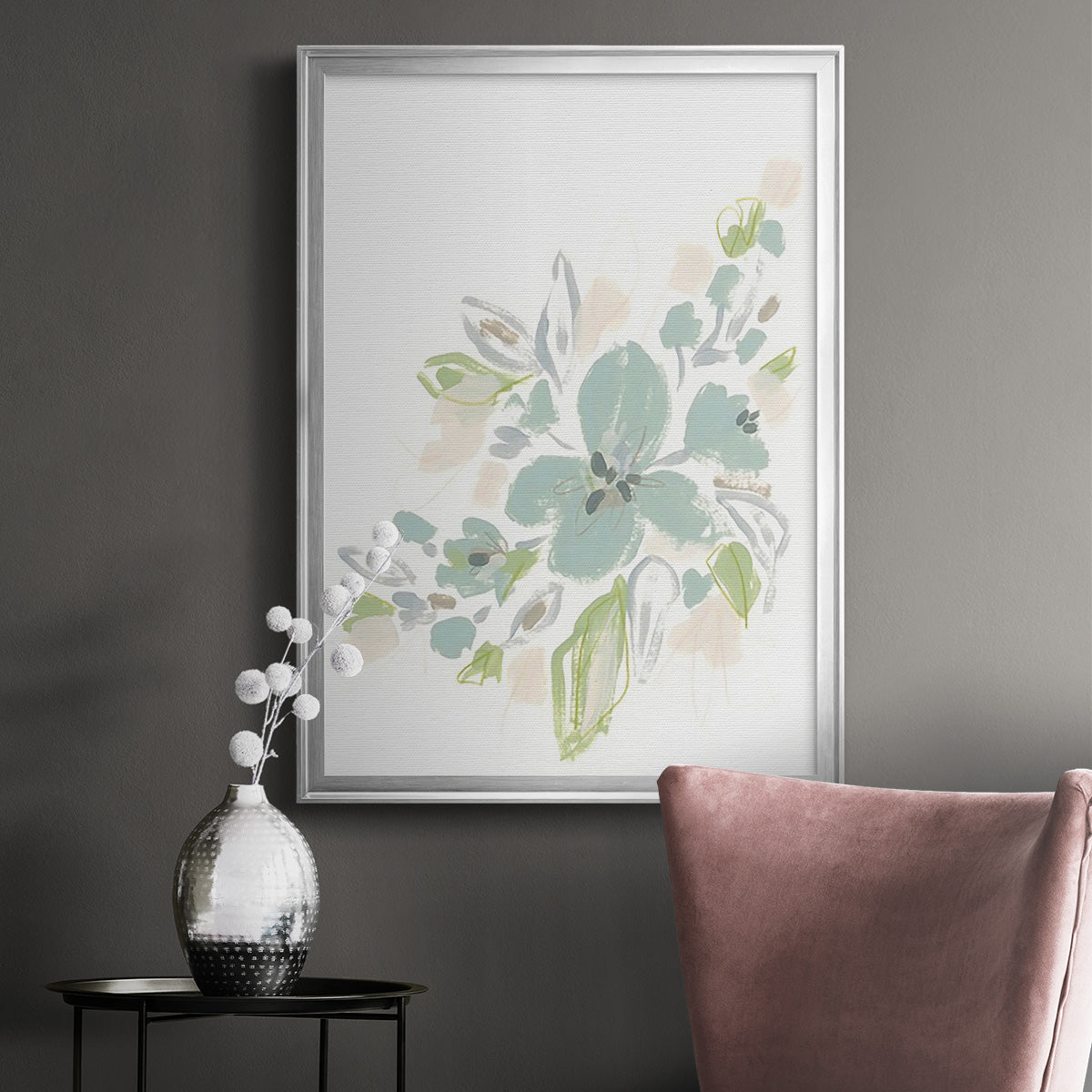 Seafoam Petals II - Modern Framed Canvas Print