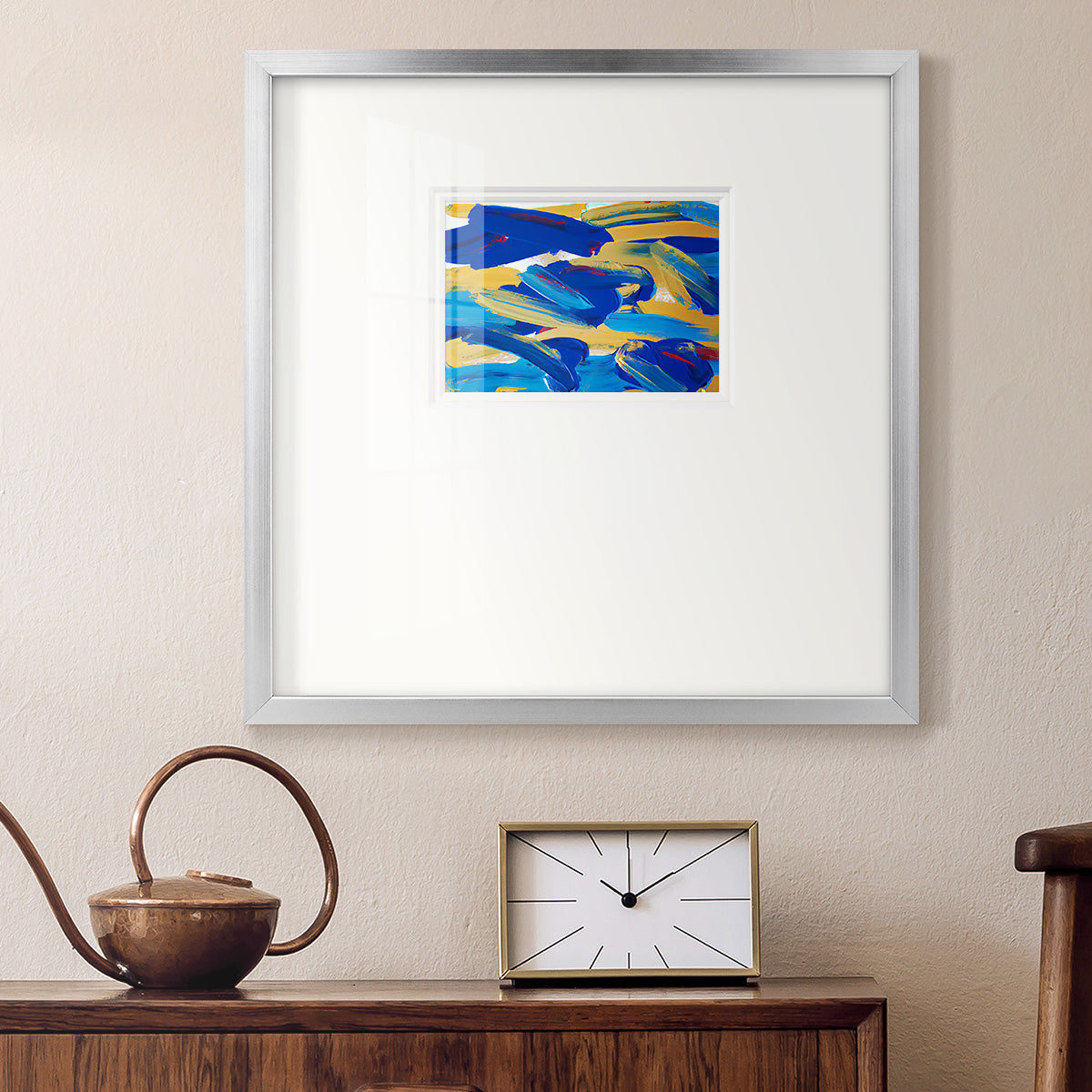 Blue and Gold Abstrat I Premium Framed Print Double Matboard