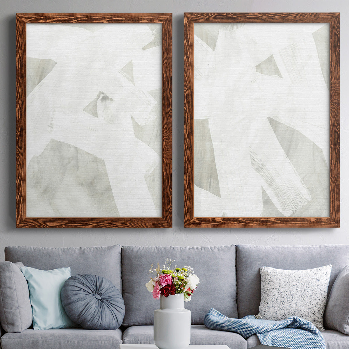 Stone Brush I - Premium Framed Canvas 2 Piece Set - Ready to Hang