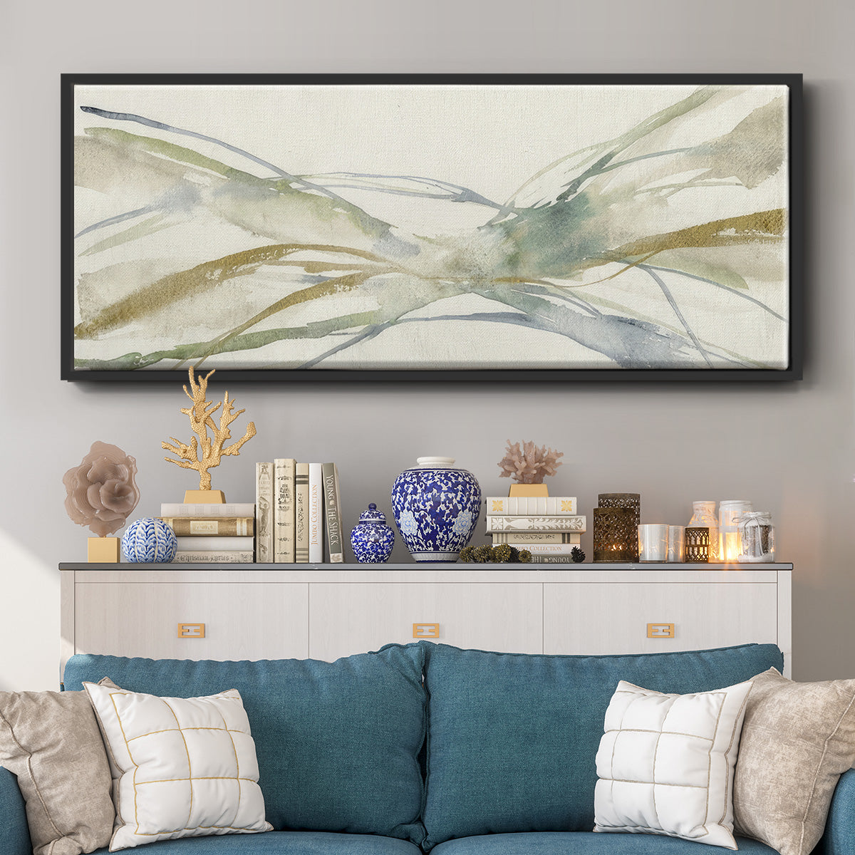 Watercolor Waves II - Floater Framed Canvas Print
