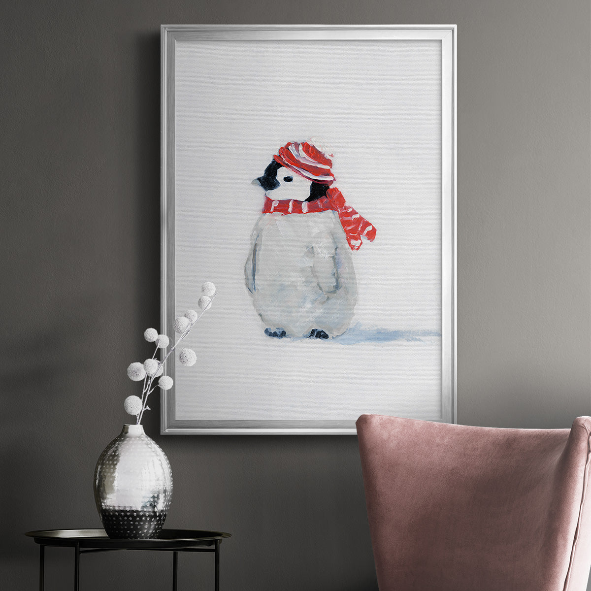 Penguin Play II - Modern Framed Canvas Print