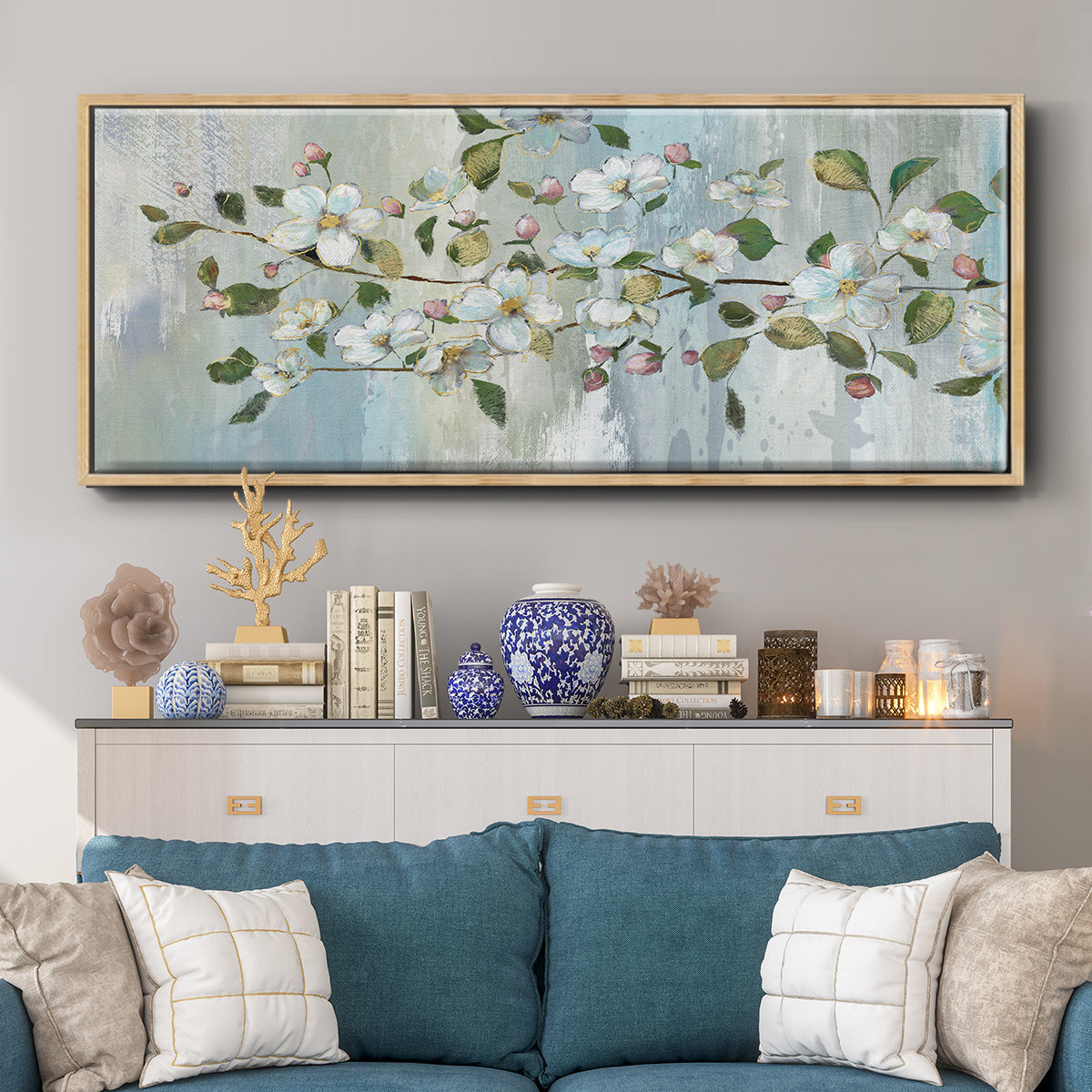Painterly Blossoms - Floater Framed Canvas Print
