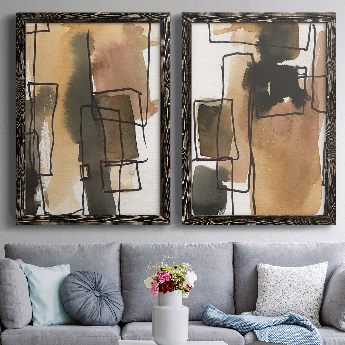 Retro Vibe III - Premium Framed Canvas 2 Piece Set - Ready to Hang