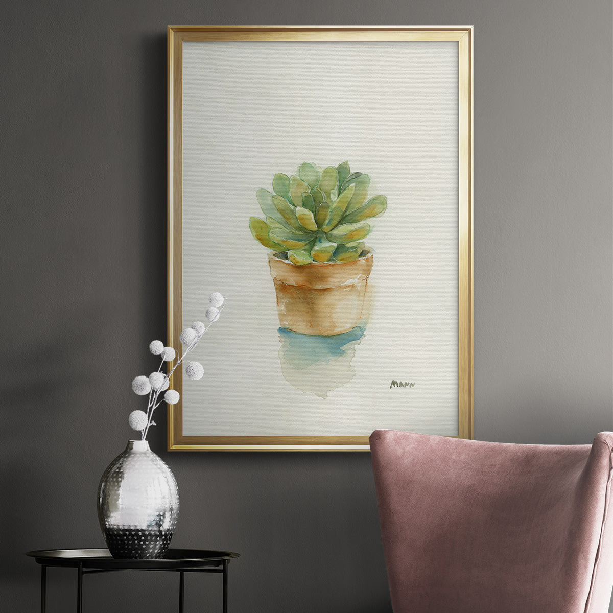 Succulent II - Modern Framed Canvas Print