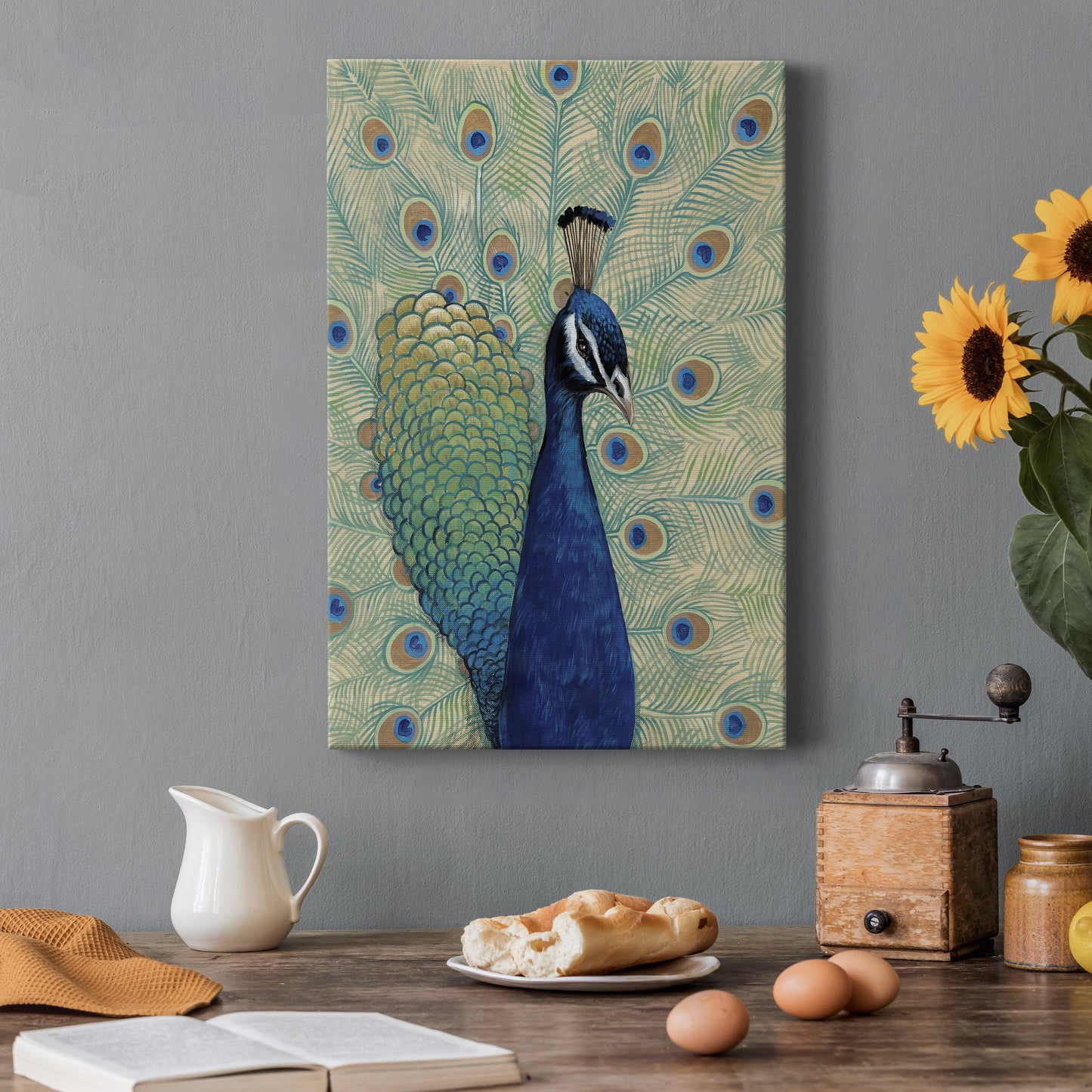 Blue Peacock I Premium Gallery Wrapped Canvas - Ready to Hang