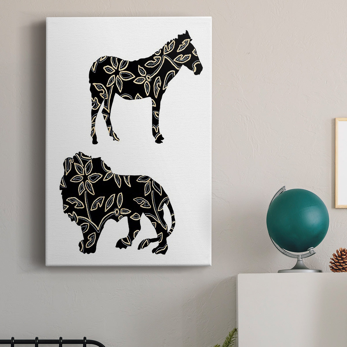 Ornamental Safari Animals I Premium Gallery Wrapped Canvas - Ready to Hang