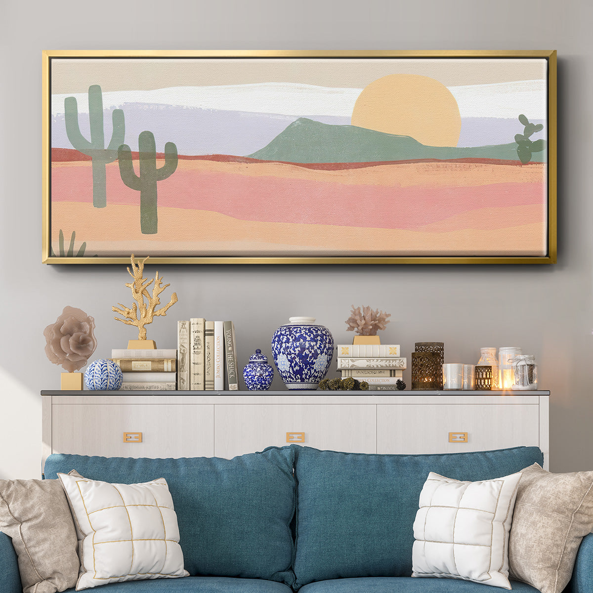 Cactus Plateau I - Floater Framed Canvas Print