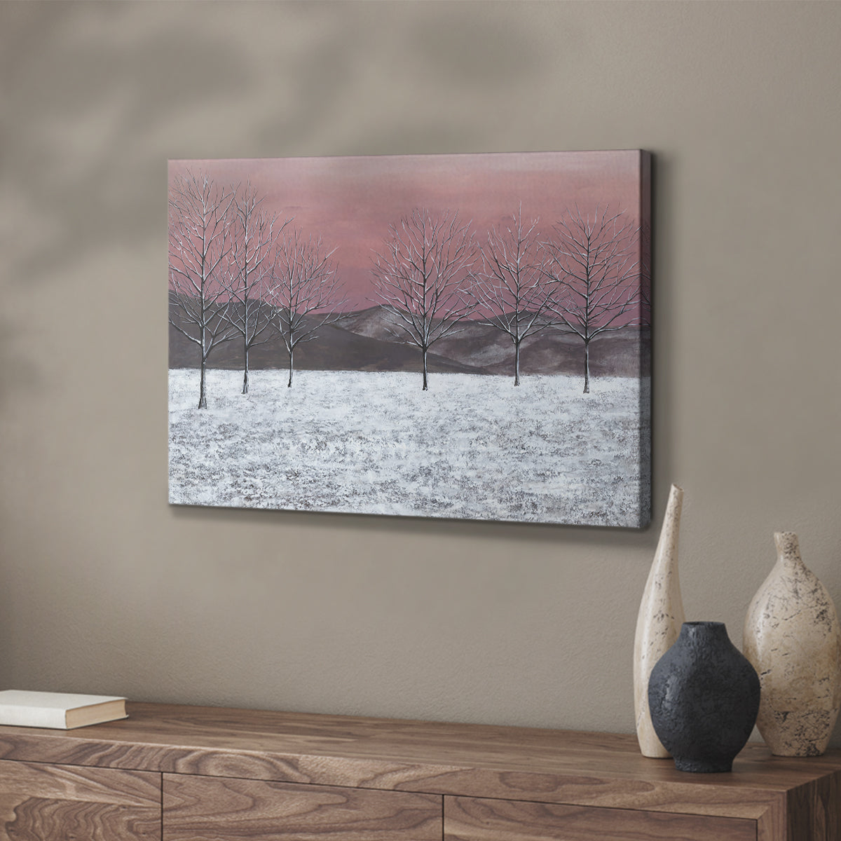 Sunset Snowfall I - Canvas Art Print