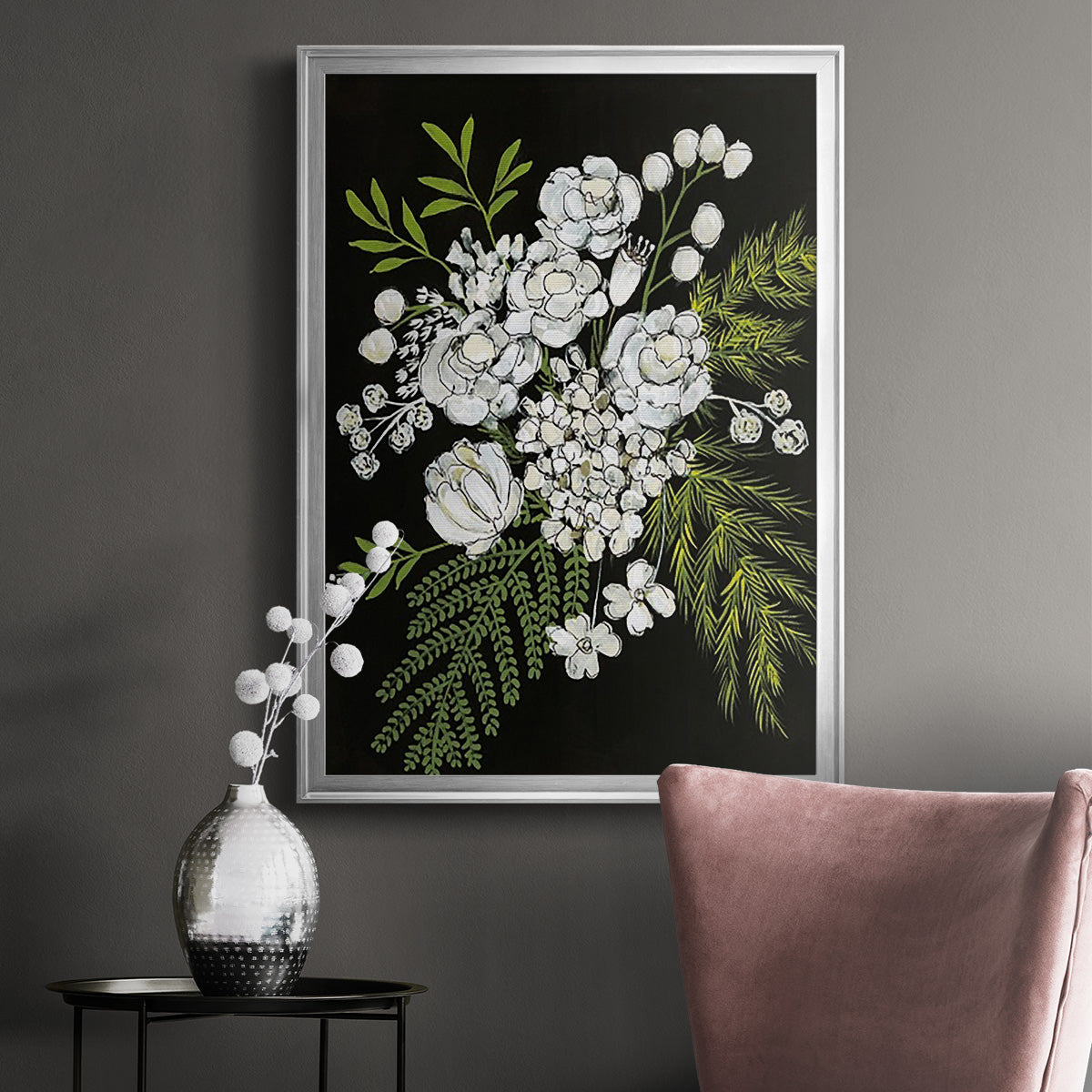 Alabaster Bouquet I - Modern Framed Canvas Print