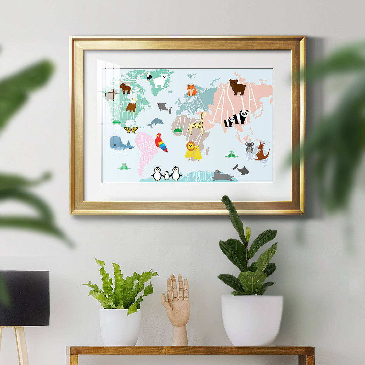 Animal Map - Modern Framed Art Print