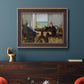 Impressionist interior scene by Édouard Manet in an ornate bronzed mahogany wood frame displayed in a dark-toned interior setting.