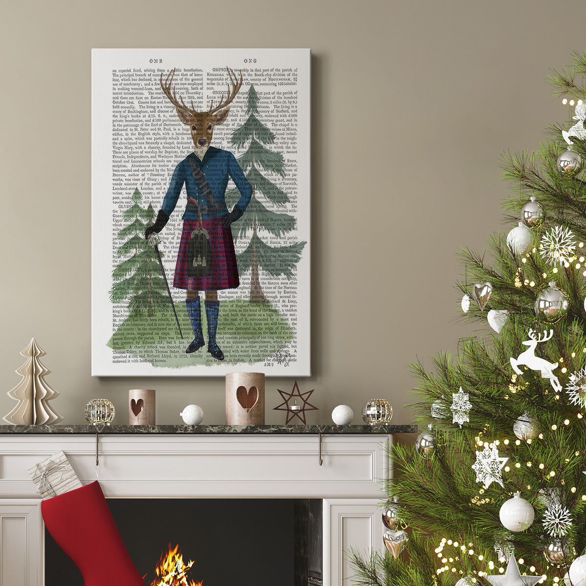 Scottish Deer Laird Tam OShunter, Full, Book Print - Gallery Wrapped Canvas