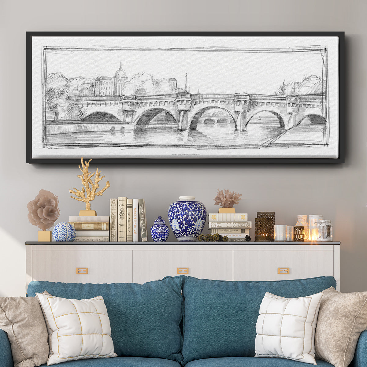 Pont Neuf - Floater Framed Canvas Print