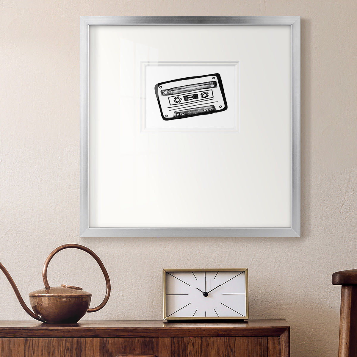 Cassette Sketch Premium Framed Print Double Matboard