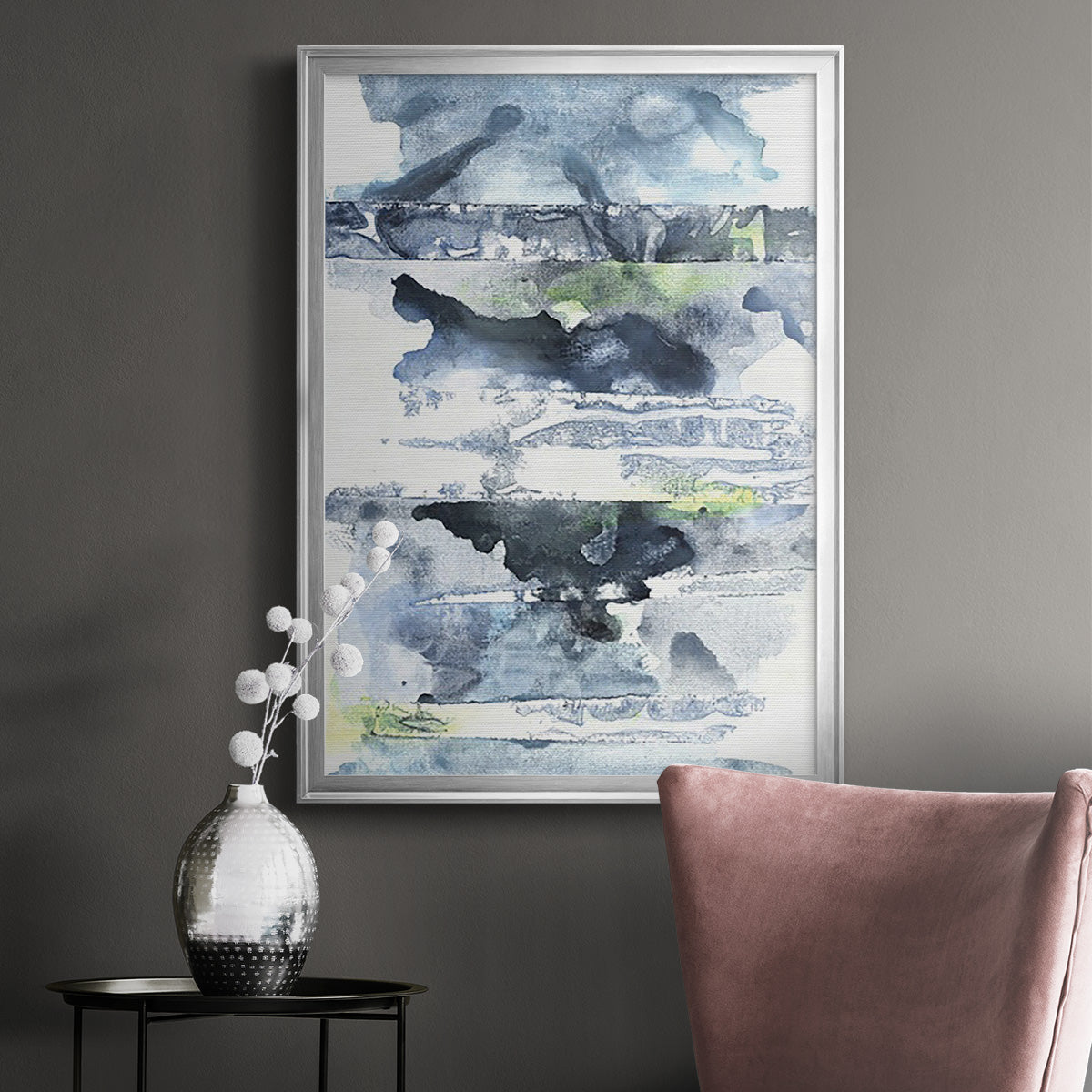 Blue Memories II - Modern Framed Canvas Print