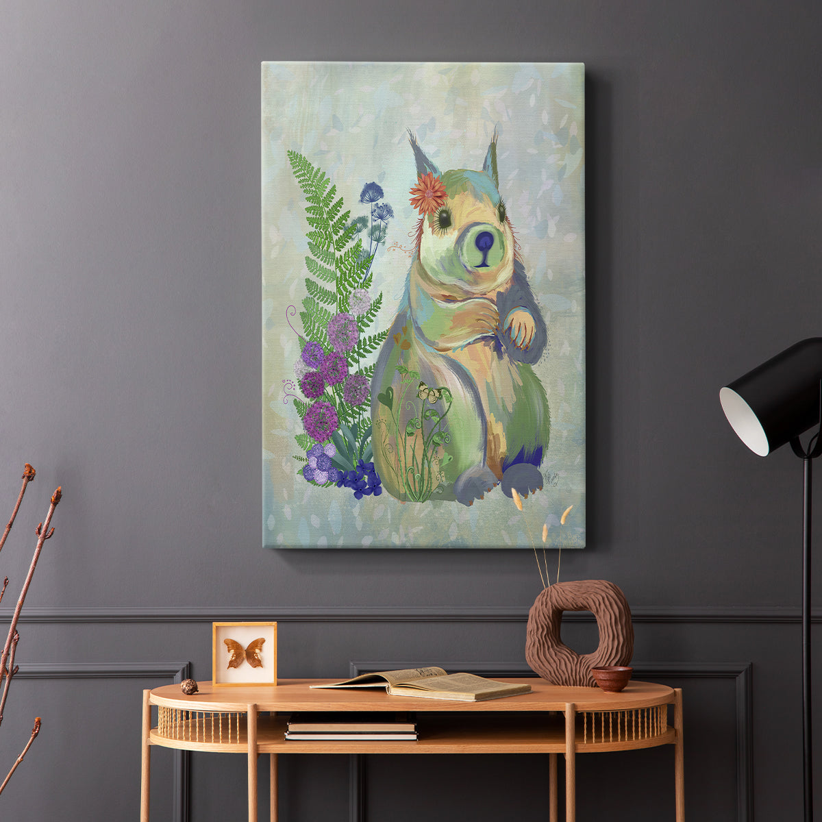 Fantastic Florals Squirrel - Canvas Art Print