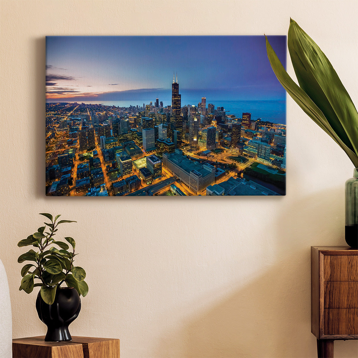 Sunset Downtown Chicago - Canvas Art Print