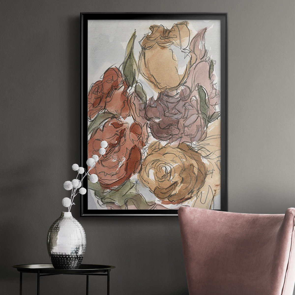 Cropped Floral Arrangement II - Modern Framed Canvas Print