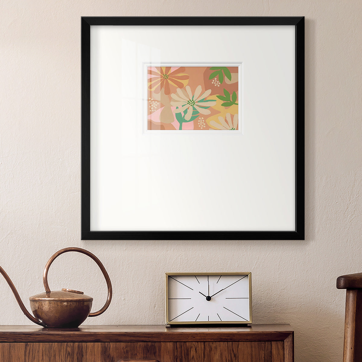 Neutral Blooms III Premium Framed Print Double Matboard