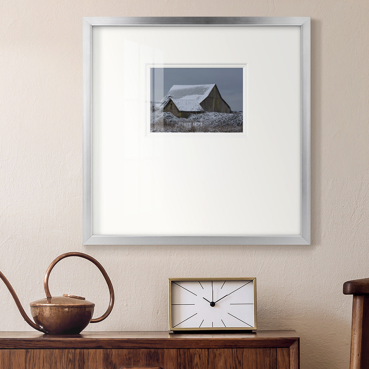 Winter Barn Premium Framed Print Double Matboard