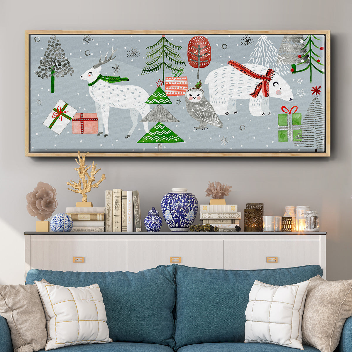 Stars & Snowflakes Collection D - Floater Framed Canvas Print