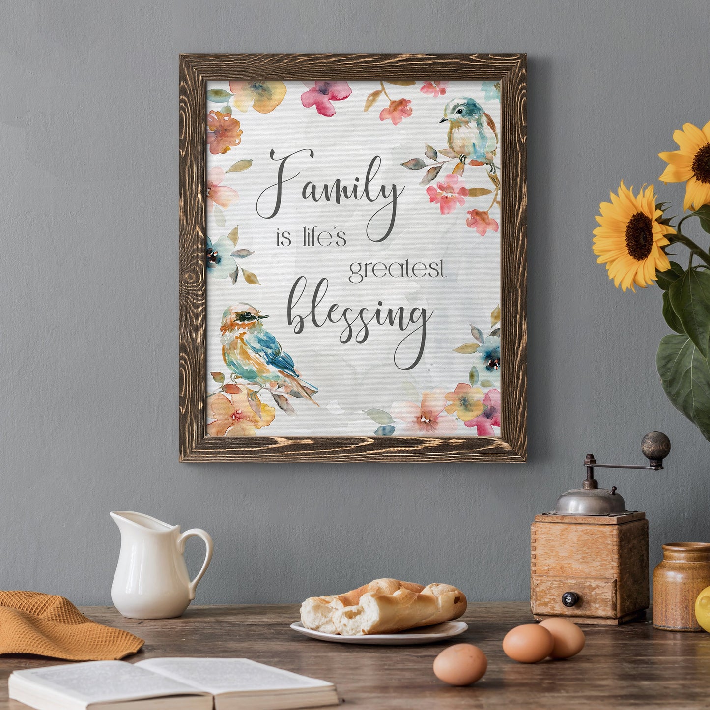 Spring Bird Blessing - Barnwood Framed Canvas Print