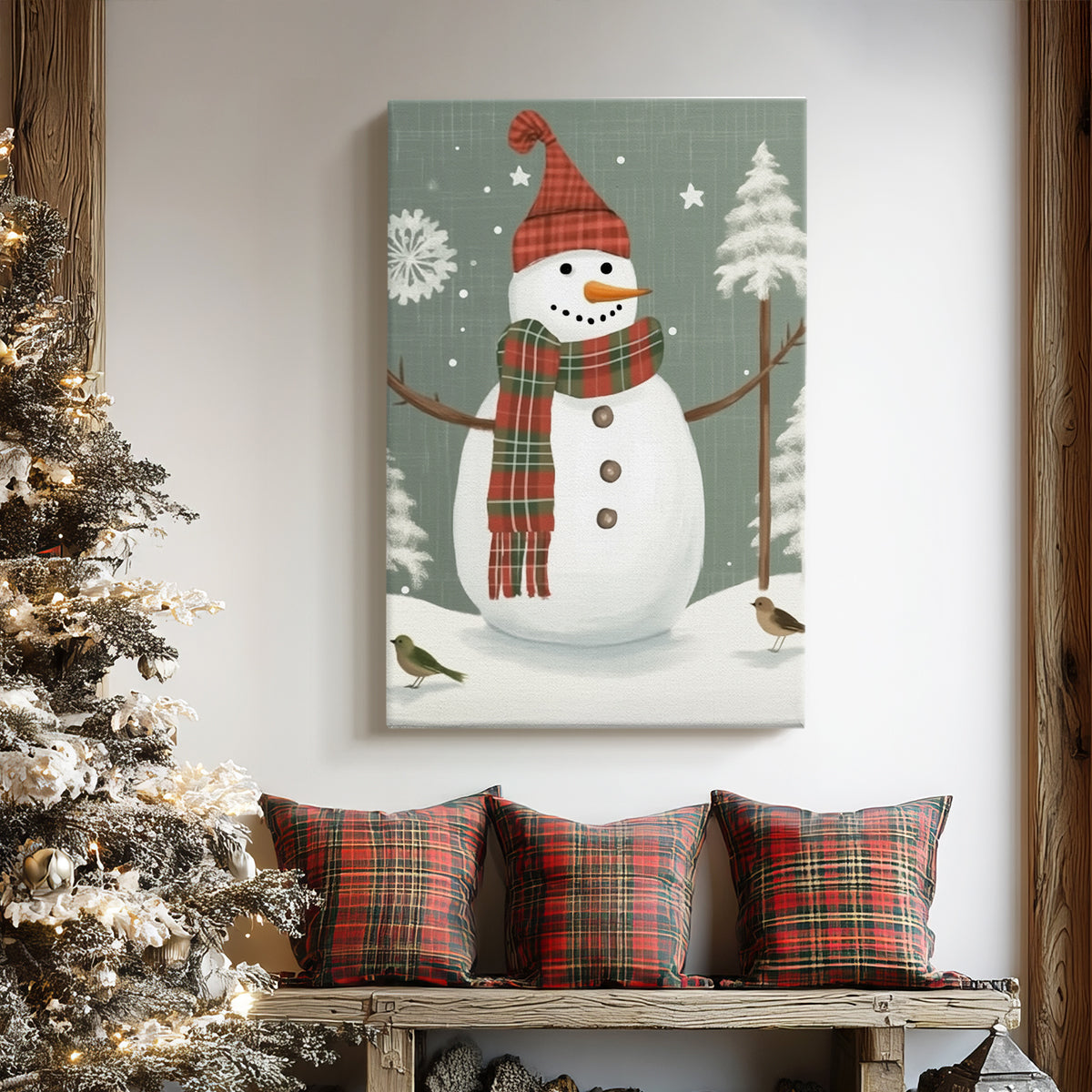 Frostlit Hearth Green - Canvas Art Print