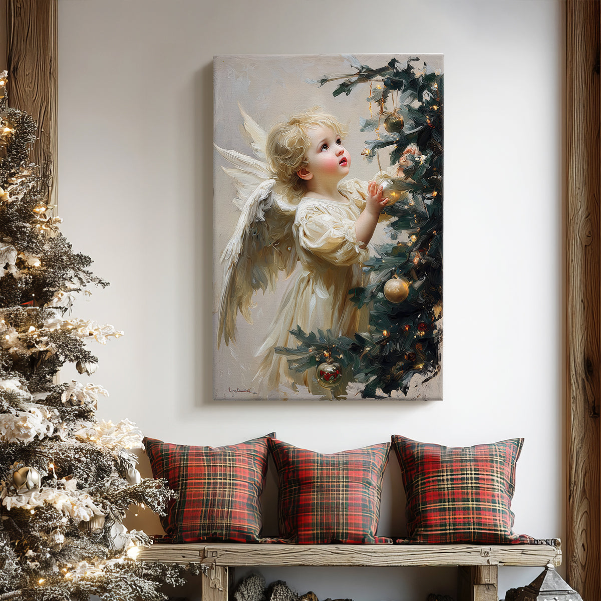 Warm Lantern Snow Serenade - Canvas Art Print