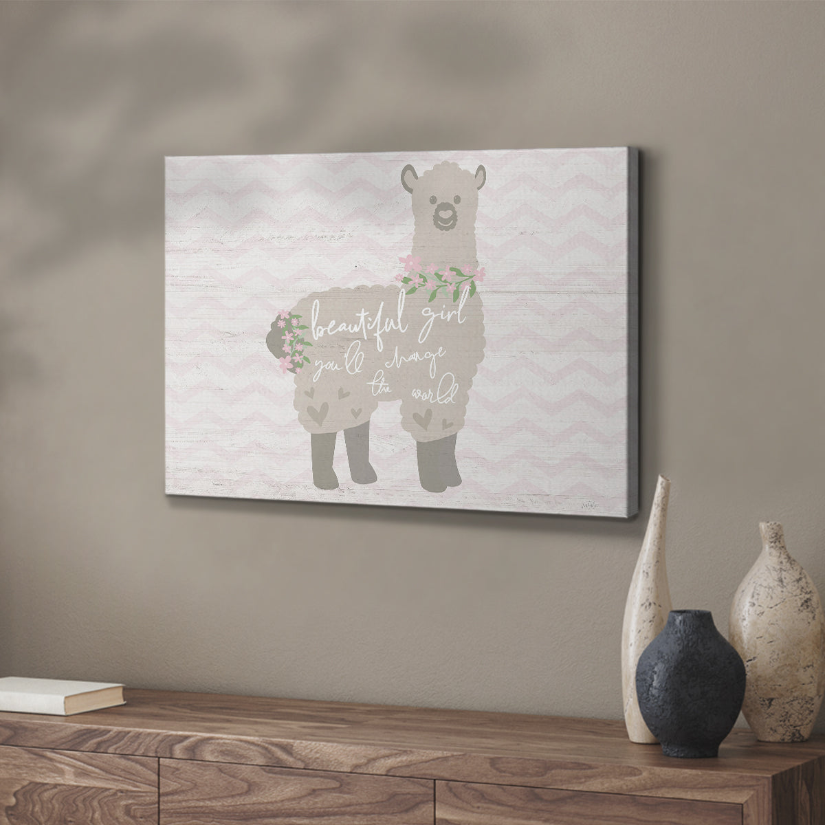 Floral Llama - Canvas Art Print