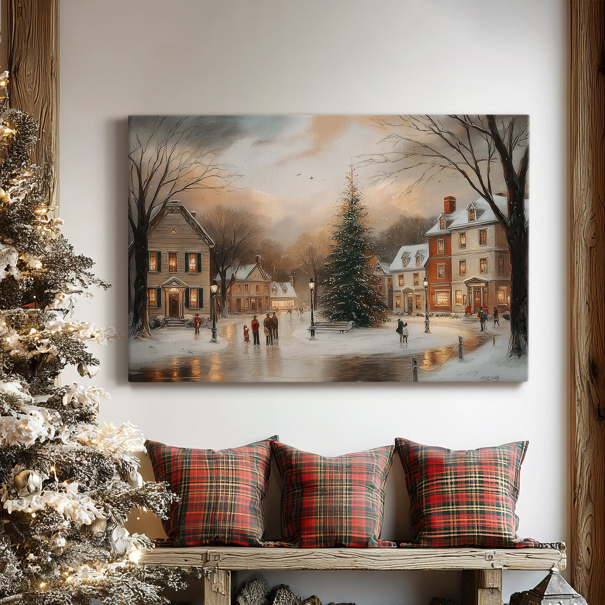 Warm Lantern Eve Green - Canvas Art Print