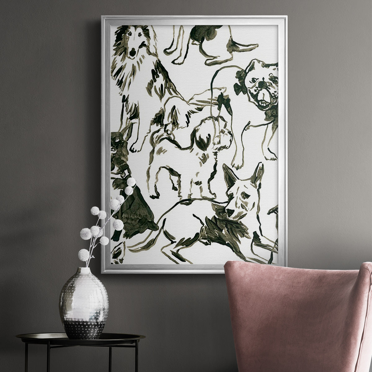 Canine Collage I - Modern Framed Canvas Print