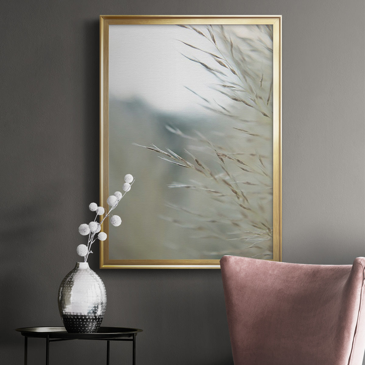 Subtle Grasses III - Modern Framed Canvas Print