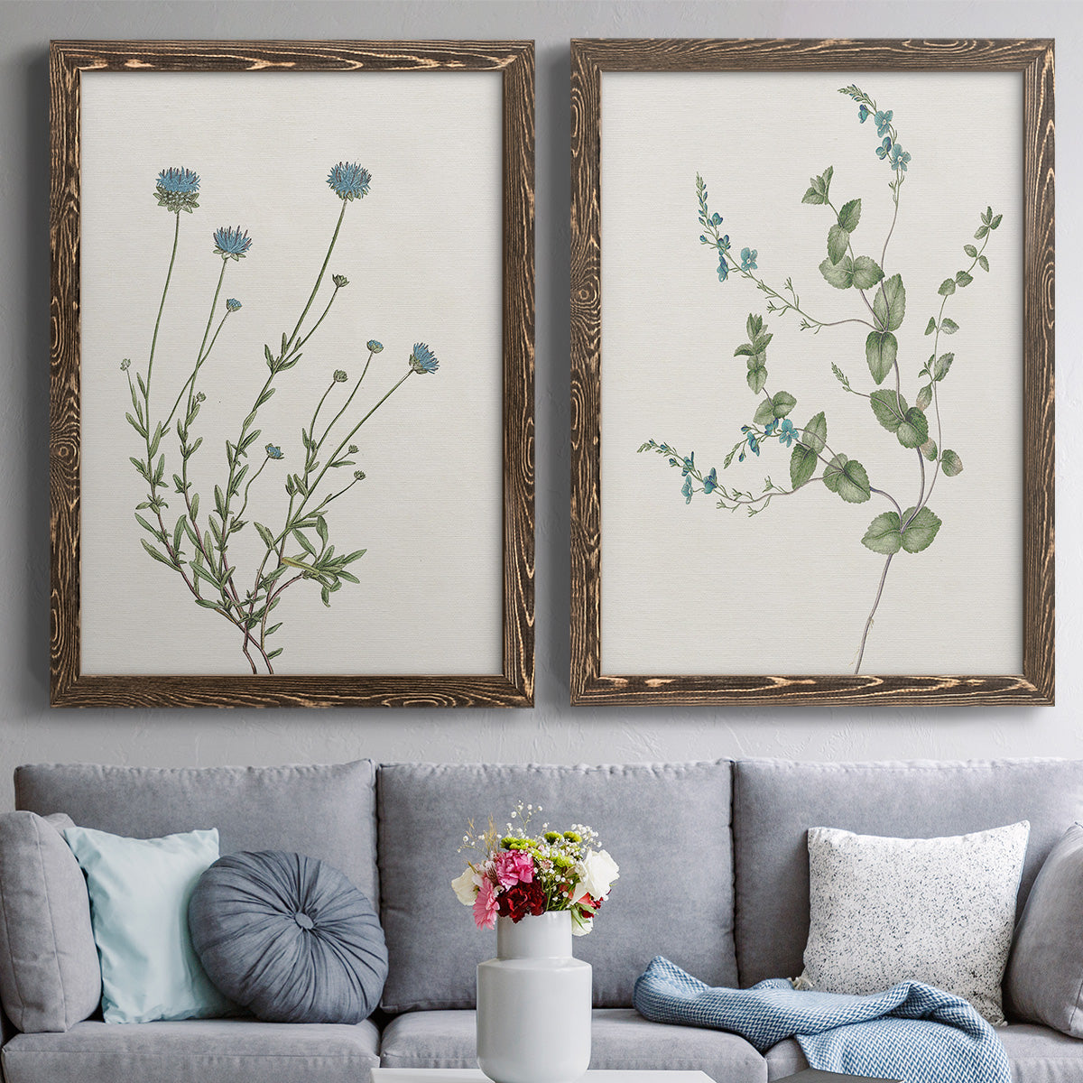 Blue Wispy I - Premium Framed Canvas 2 Piece Set - Ready to Hang