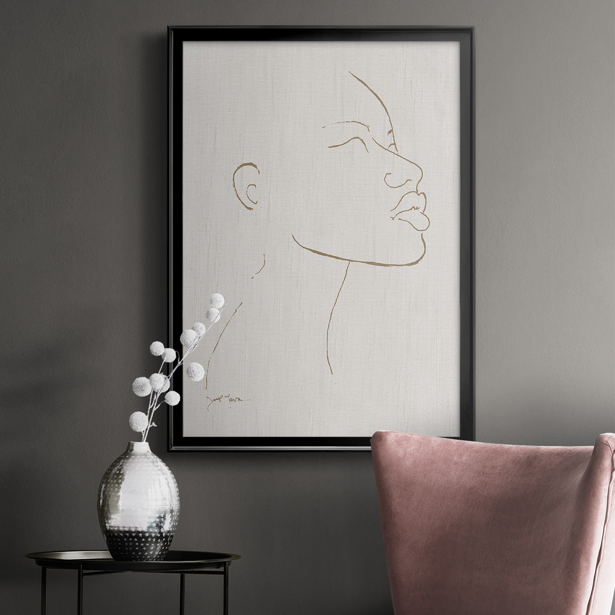 Portrait Sketch I - Modern Framed Canvas Print