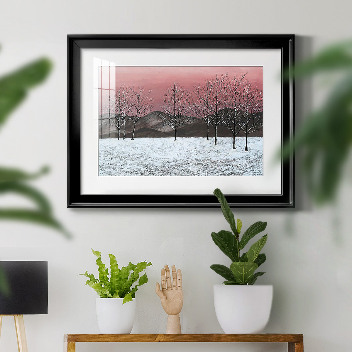 Sunset Snowfall II - Modern Framed Art Print