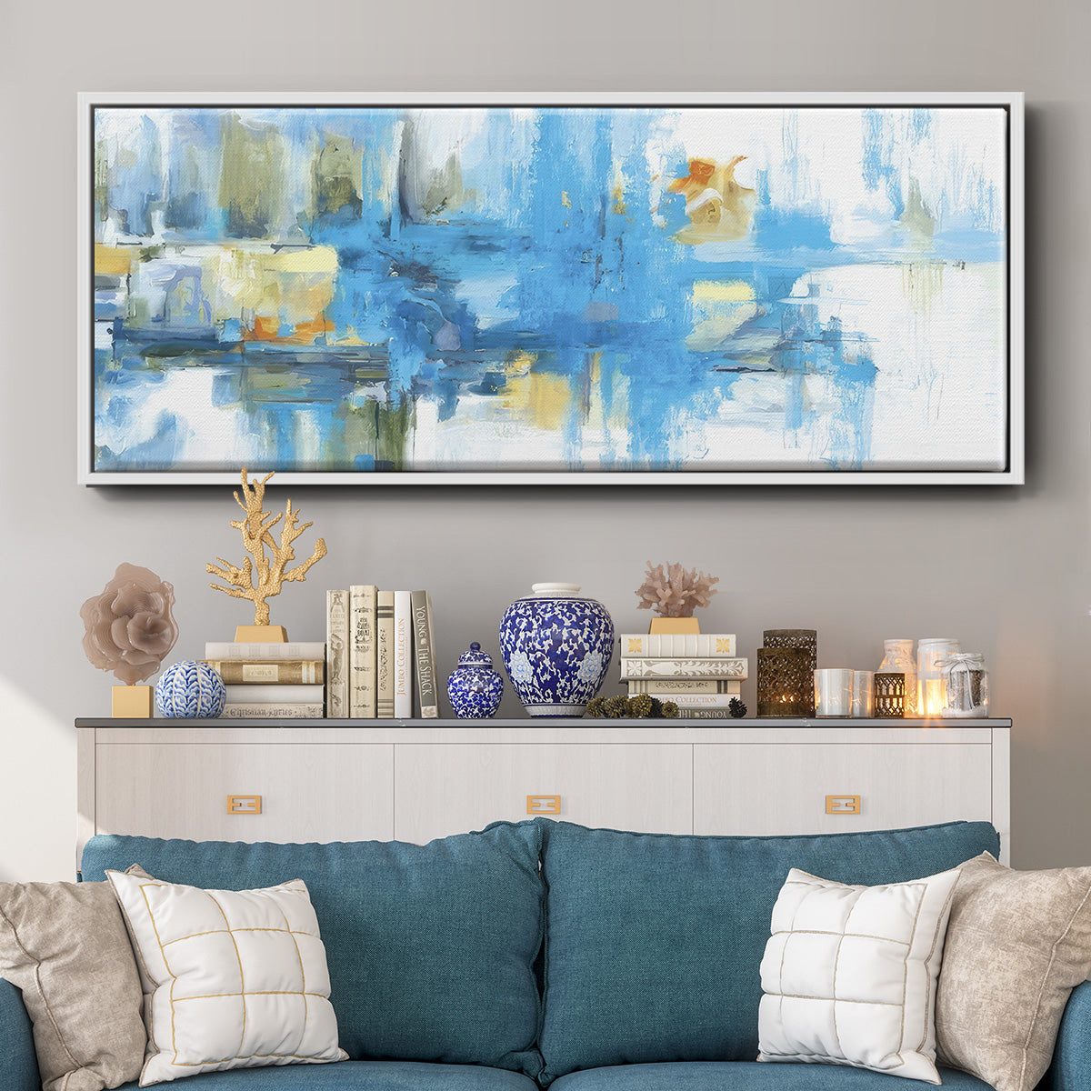 Metro Blue - Floater Framed Canvas Print
