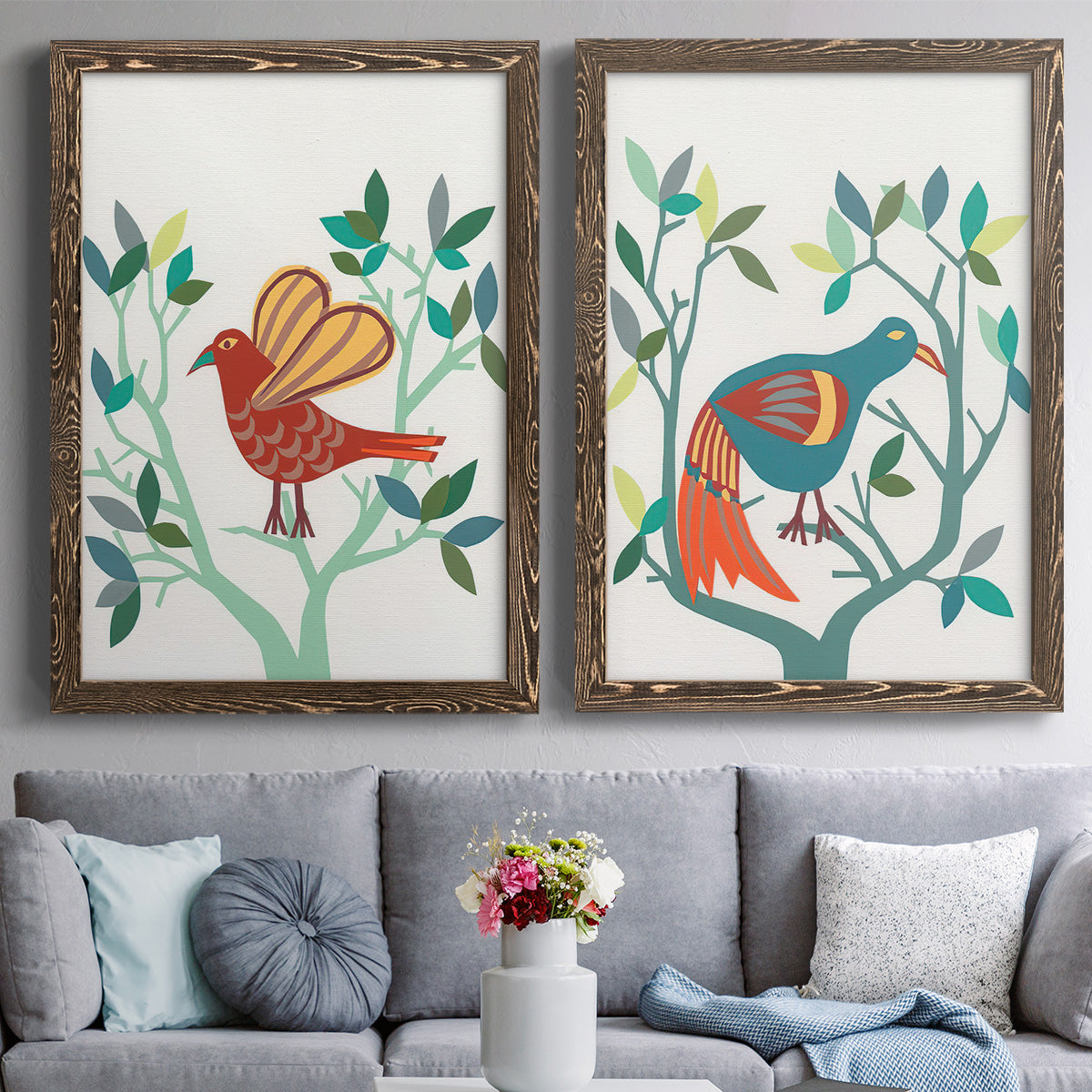 Whitty Bird I - Premium Framed Canvas 2 Piece Set - Ready to Hang