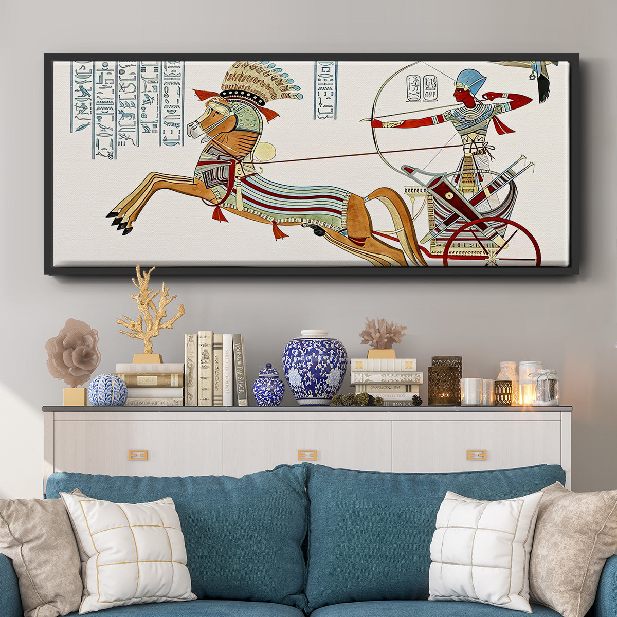 Egyptian Chariots I - Floater Framed Canvas Print