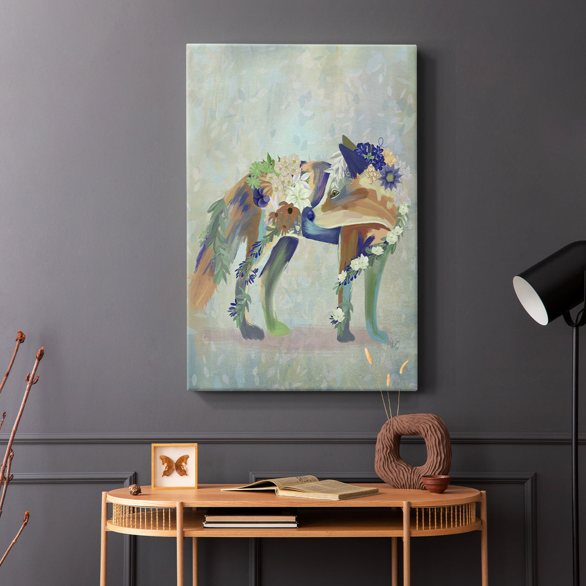 Fantastic Florals Fox, Standing - Canvas Art Print