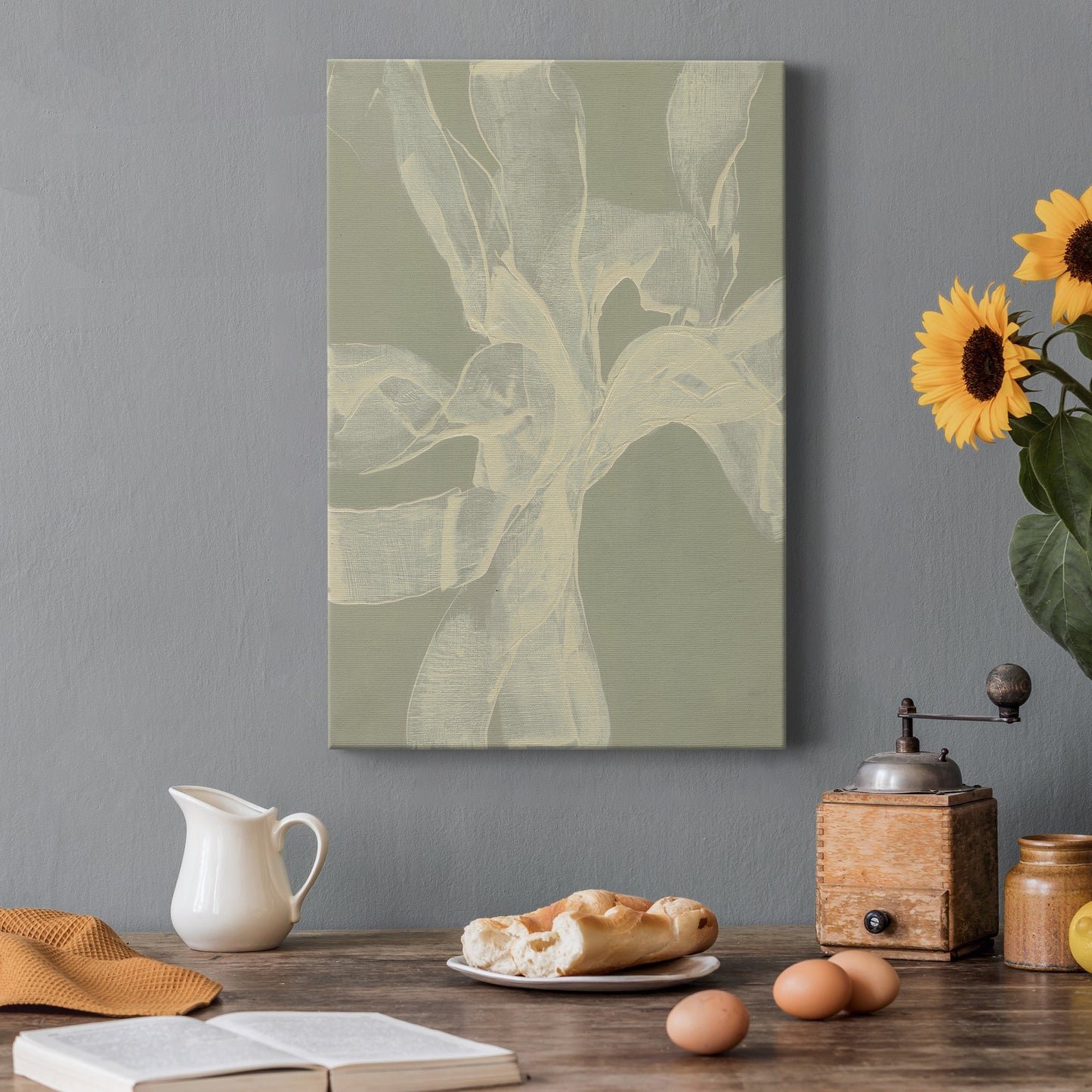 White Ribbon on Celadon II - Canvas Art Print
