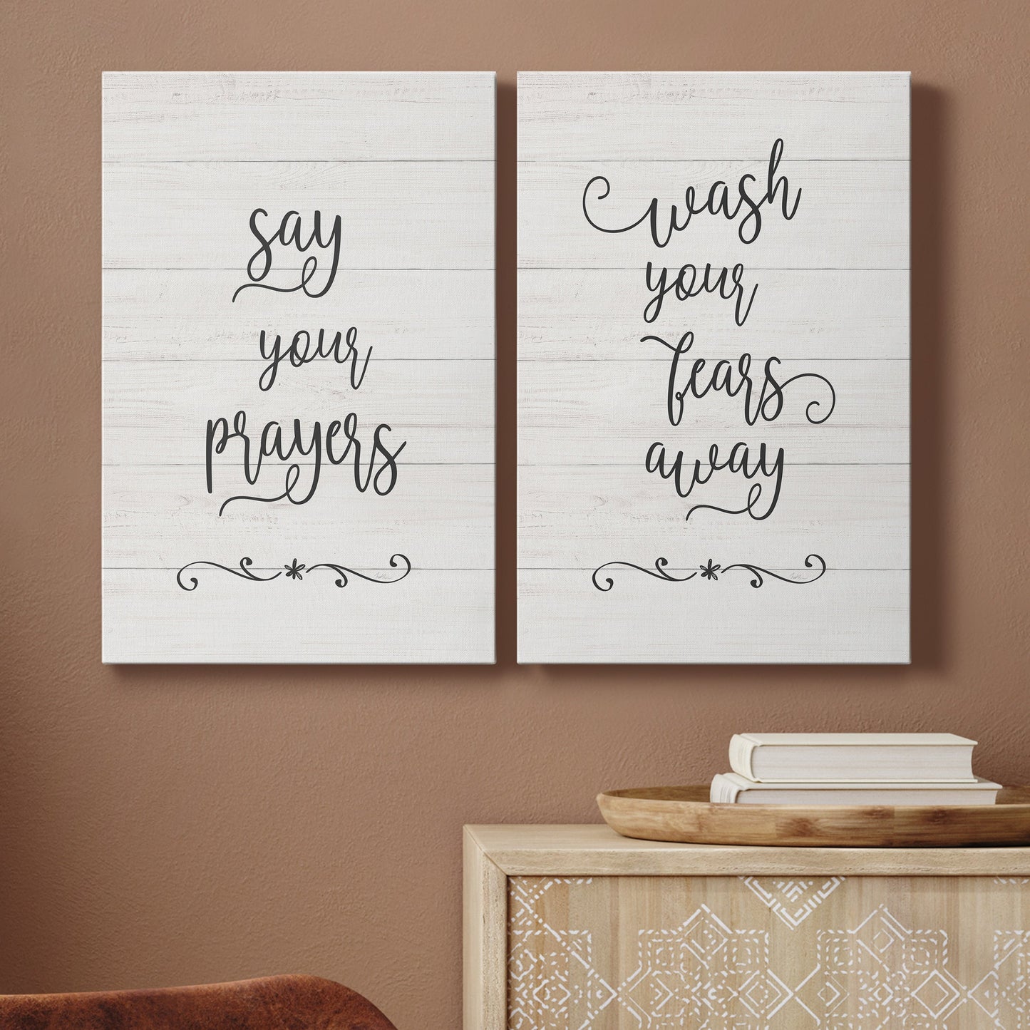 Say Your Prayers Premium Gallery Wrapped Canvas - Ready to Hang - Set of 2 - 8 x 12 Each