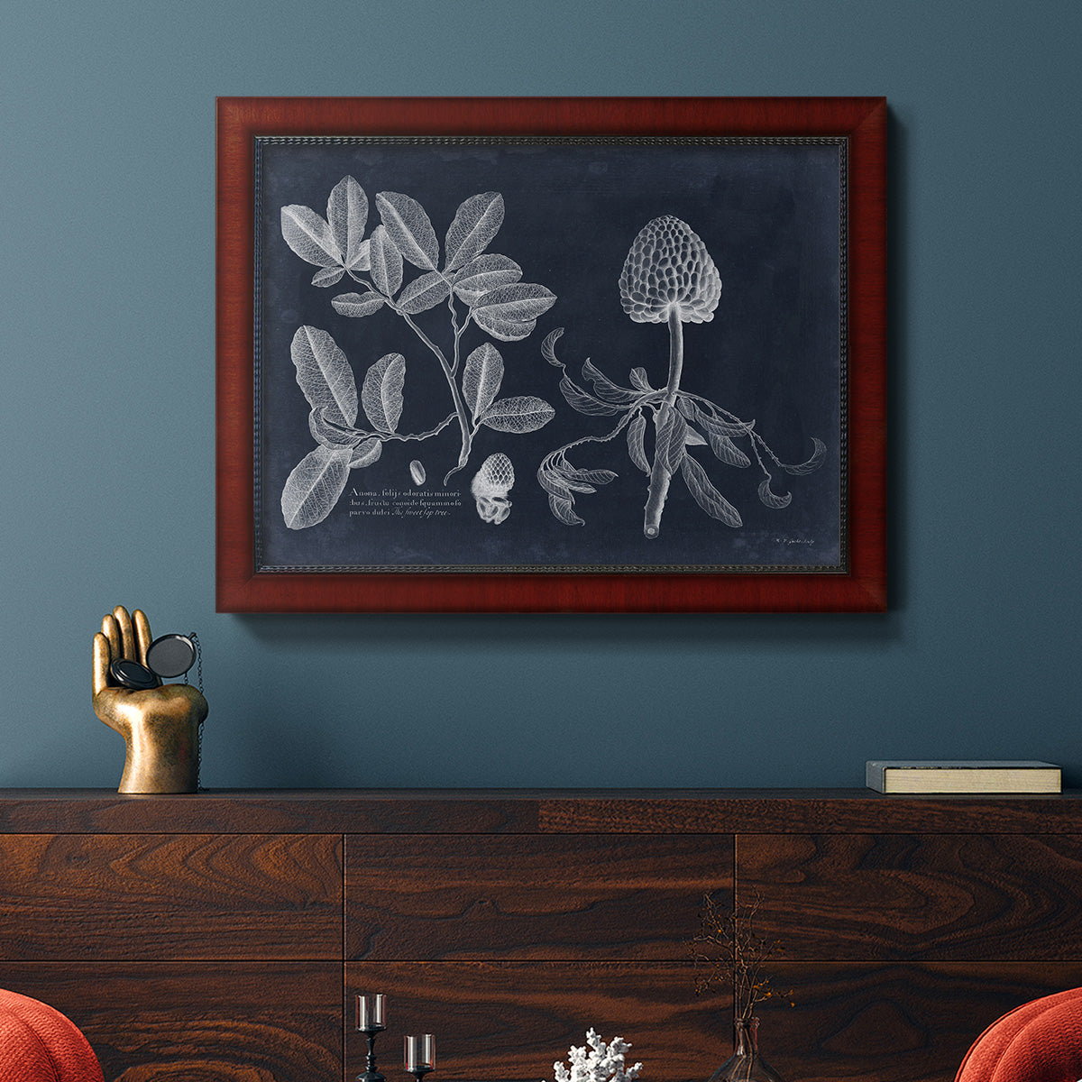 Foliage on Navy II Premium Framed Canvas- Ready to Hang