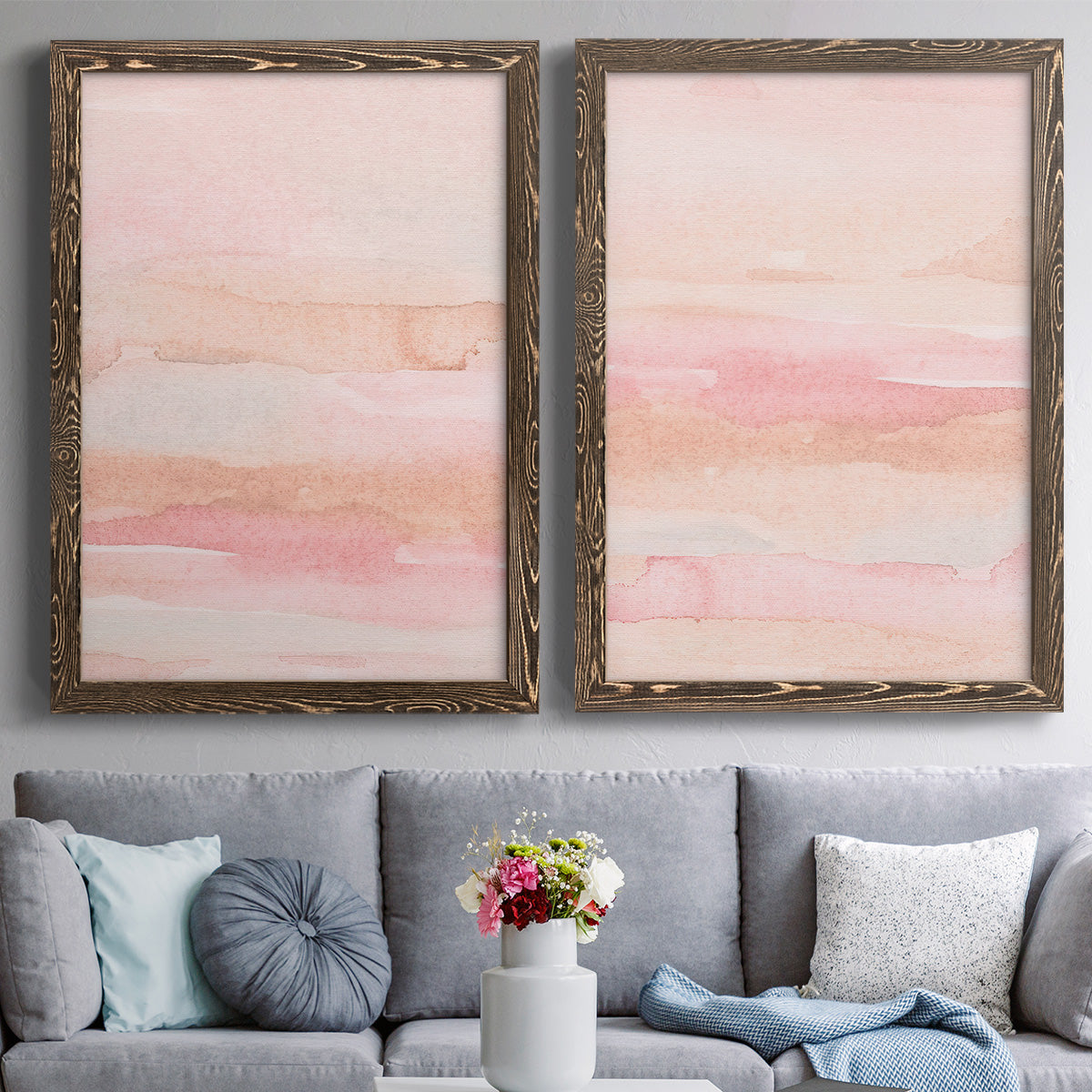 Rose Fade I - Premium Framed Canvas 2 Piece Set - Ready to Hang