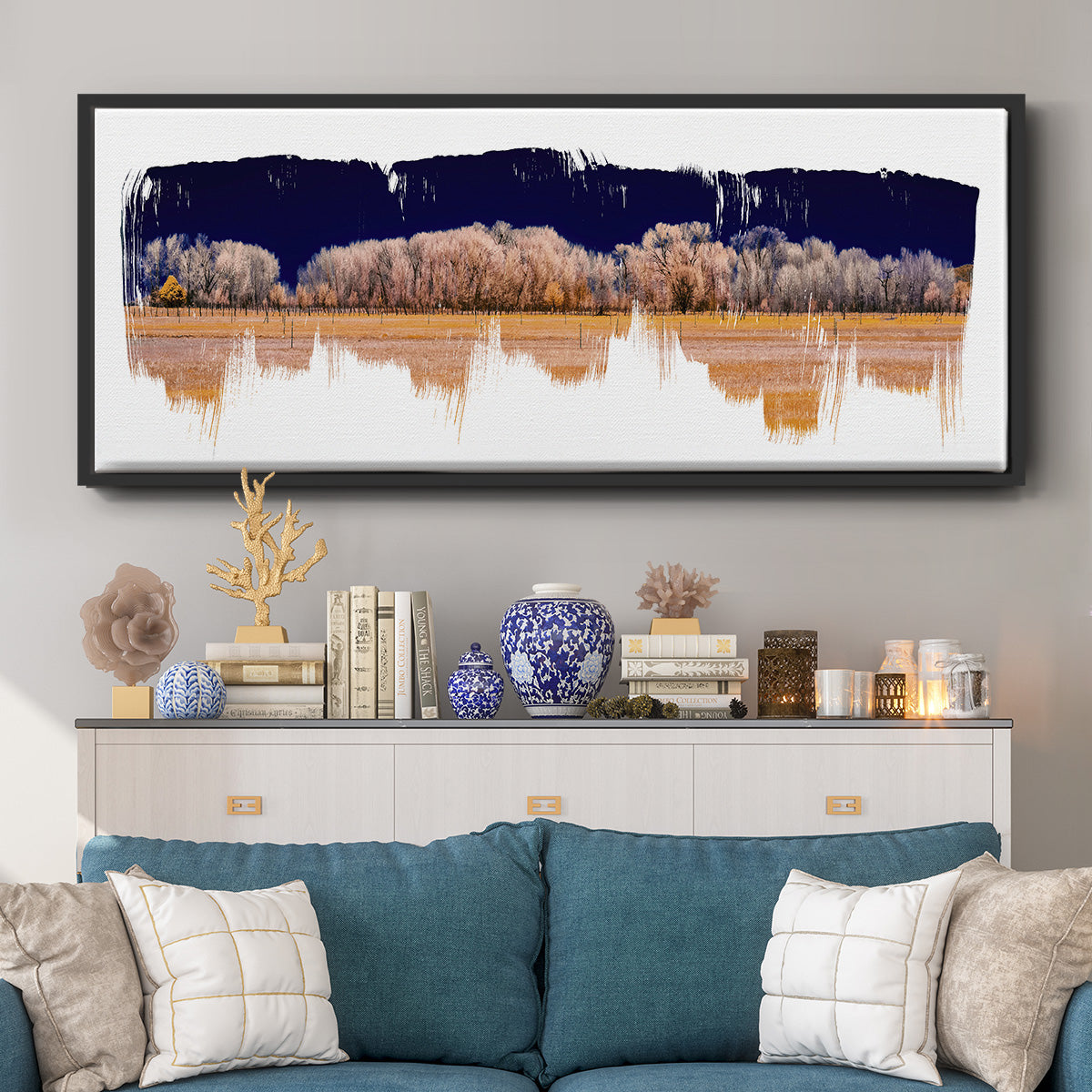 Treeline Panorama - Floater Framed Canvas Print