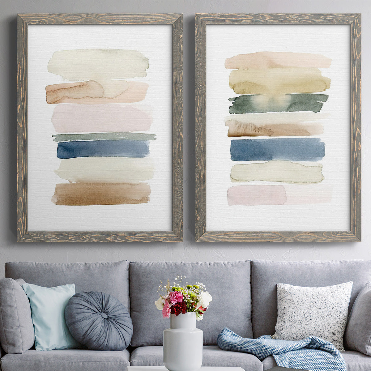 Faint Swatches I - Premium Framed Canvas 2 Piece Set - Ready to Hang