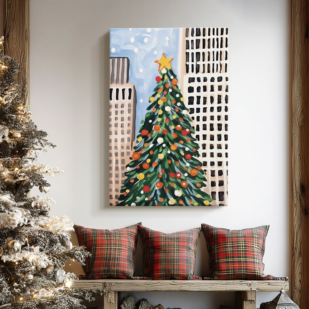 Chalk Lanterns of Wreath - Canvas Art Print